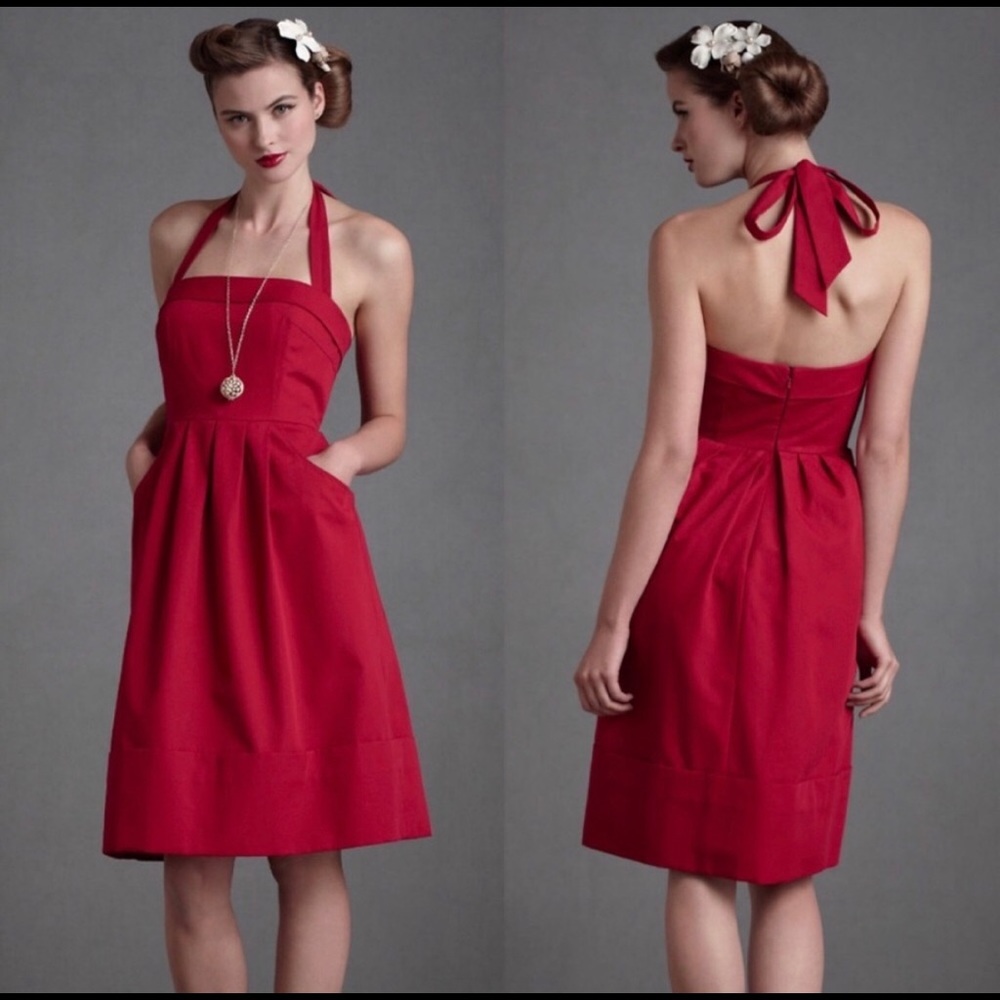 HITHERTO Burgundy Halter Dress. Sz 8.